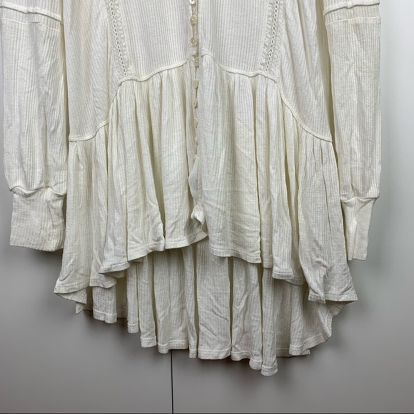 SOLD Free People Set To Stun High Low Hem Top Tunic Linen Blend Ivory White - Picture 6 of 12